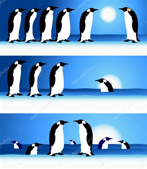 Penguins Winter In Arctic — Stock Vector © Kudryashka 3109265