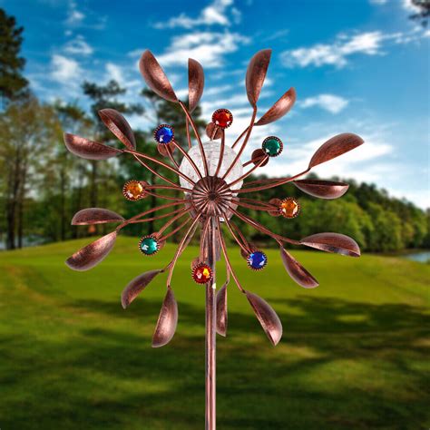 75 Solar Power Large Wind Spinner Kinetic Metal Windmill Outdoor