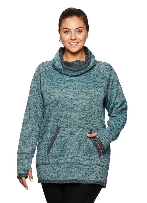 Rbx Rbx Active Womens Plus Size Fleece Lined Lightweight Cowl Neck Sweater