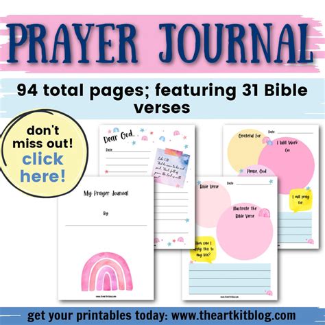 Prayer Journal Printable For Kids Girls Christian Devotional God