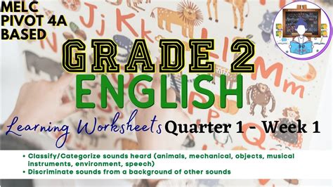 Grade 2 English Quarter 1 Week 1 Melc Pivot 4a Based Worksheets