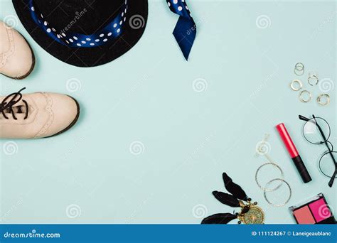 Beautiful Fashion Flatlay Arrangement With Various Fashion Accessories
