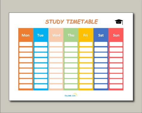 Blank Revision Timetable Template Sample Design Templates Simple