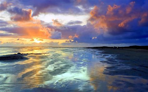 Природа пейзаж побережье песок вечер закат небо цвета фон обои