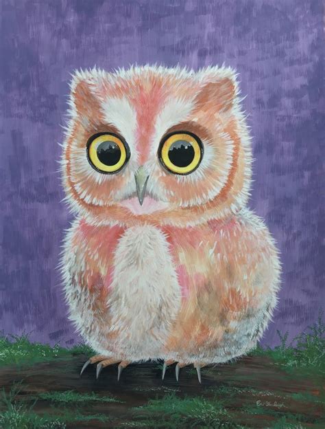 Baby Owl Painting By Eri Farleigh Saatchi Art
