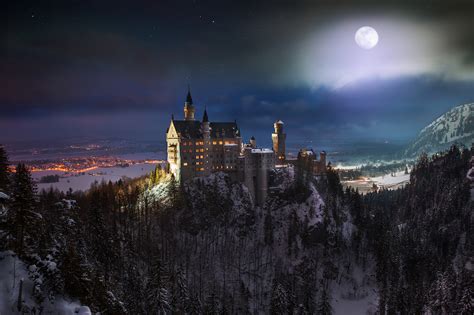 Full Moon Over Neuschwanstein Castle