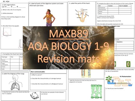Aqa 9 1 Biology Revision Mats Entire B1 7 All Topics Teaching