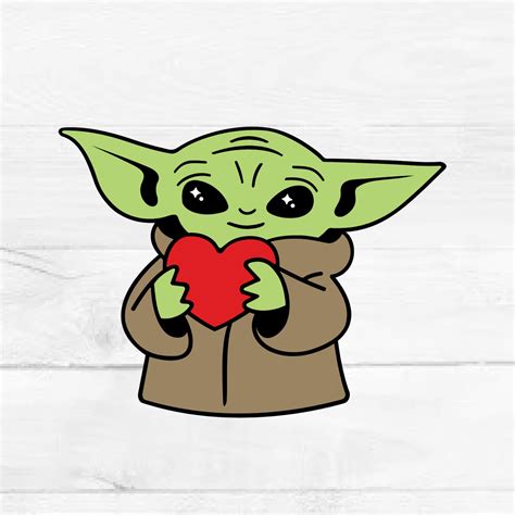 Baby Yoda Heart Svg Cute Baby Yoda Character Svg Disney Baby Etsy My