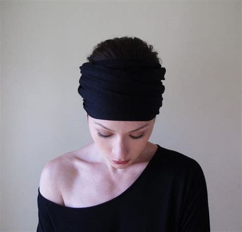 BLACK Head Scarf EcoShag Head Wrap Extra Wide Headbands for » Petagadget