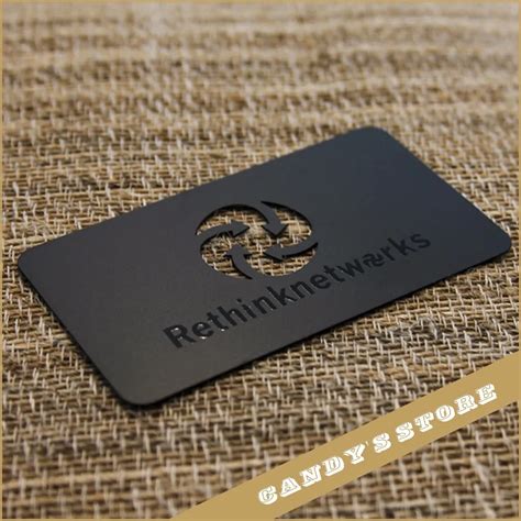 Custom Business Card 100pcs Black Metal Business Card With Cutout And Golden Screen Print High