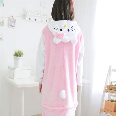 Today Special Womens Cat Animal Pajamas For Adults Full Sleeve Hooded