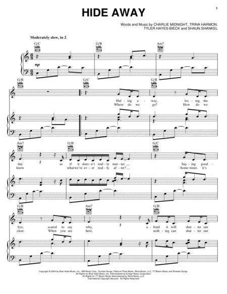 Hide Away By Hilary Duff Digital Sheet Music For Pianovocalguitar