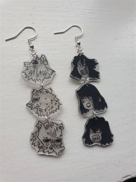 Demon Slayer Inosuke Hashibira Earrings Etsy