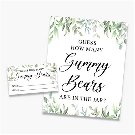 Guess How Many Gummy Bears Are In The Jar Printable Baby Etsy In 2022