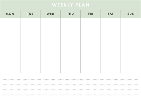 Printable A4 Basic Weekly Planner Creative Stationery Templates