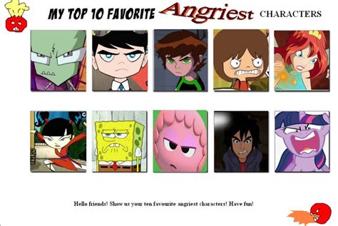 My Top 10 Favorite Angriest Male Girls Characters By Fanbyjazzystar123