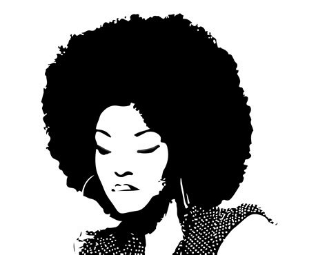 Afro Girl Black White Clip Art