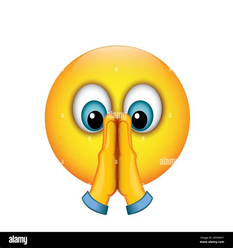 Praying Emoji Folded Hands Emoticon Vector Illustration Stock