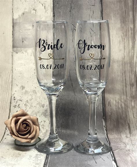 Bride And Groom Wedding Glasses Champagne Flute Wedding Etsy