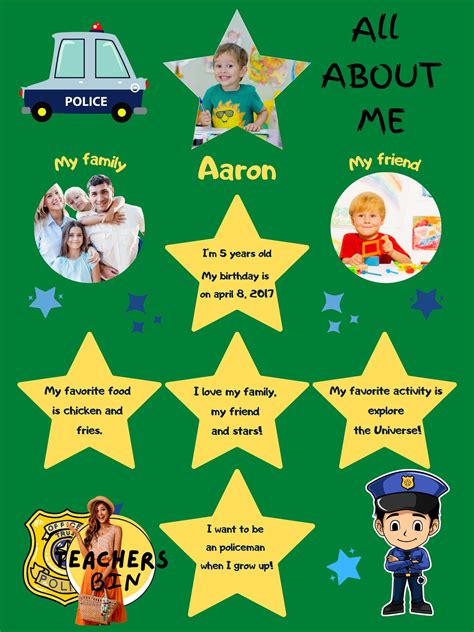 Editable All About Me Green Yellow Cute Illustrated Poster Etsy Canada All About Me Poster