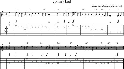 Scottish Tune Sheetmusic Midi Mp3 Guitar Chords And Tabs Johnny Lad