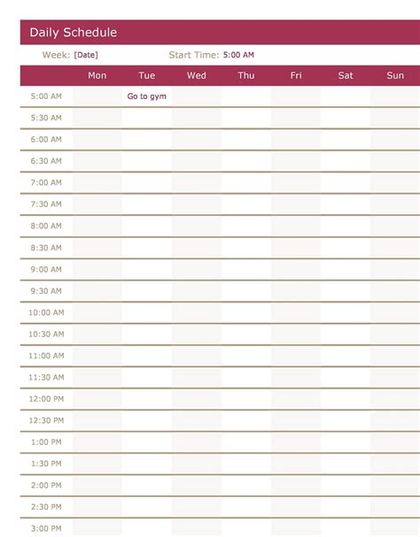 Free Printable Daily Schedule Printable Free Templates Download