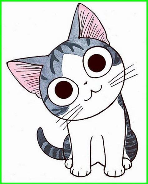 Lukis Gambar Kucing Comel Kartun Cute Kitten Print Hand Drawing Png