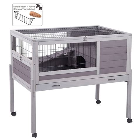 Aivituvin Rabbit Hutch Indoor And Outdoor Bunny Cage On Wheels Guinea