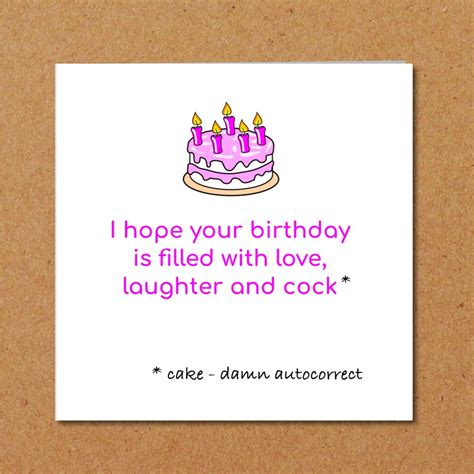 Birthday Cake Card Funny Humorous Girl Female Friend Rude Adult Naughty