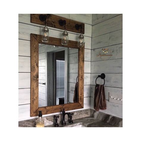Dark Walnut Mirrorrustic Wood Mirrorbathroom Mirrorvanity Light