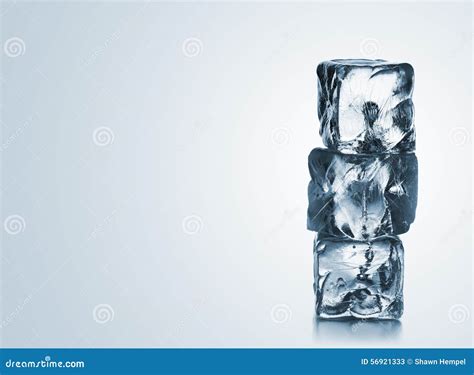 Stack Of Three Blue Ice Cubes With Copyspace Stock Image Image Of