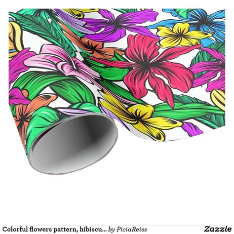 Will you need to store your crepe paper hibiscus flowers? Colorful flowers pattern, hibiscus floral theme wrapping paper in 2020 | Floral wrapping paper ...