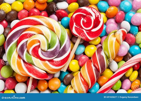 Colorful Candies And Lollipops Stock Image Image Of Orange Hard