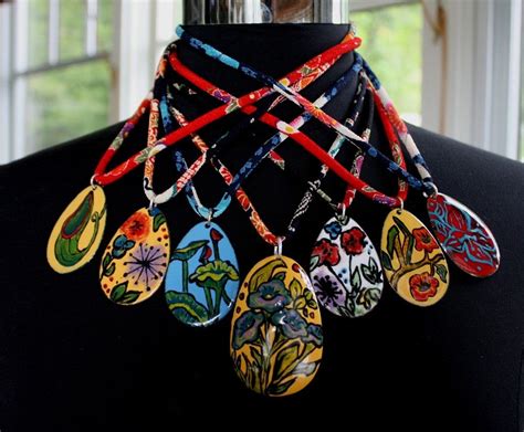 Custom Made Hand Painted Enamel Pendants By Gail Williams Jewelry