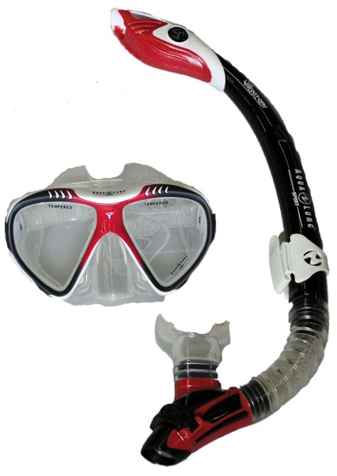 Aqua Lung Magellan Purge Lx Mask With Case And Atlantis Lx Snorkel Whitered