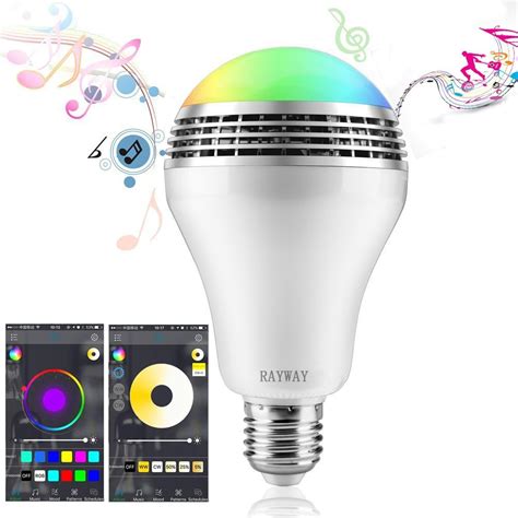 Rayway Led Bluetooth Speaker Light Bulb 6w3w White Rgb App Controlled