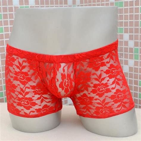 Lace Flower Male Underwear Sex Mens Sexy Erotic Underwear Male Boxers