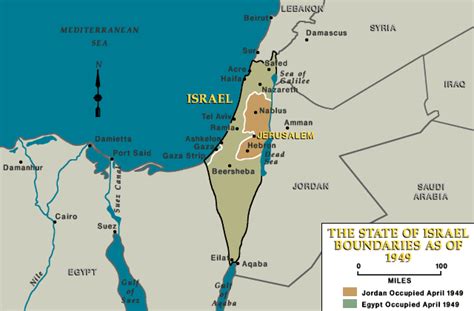 State Of Israel Boundaries As Of 1949