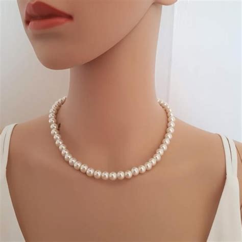 Ivory Pearl Necklace Etsy Ivory Pearl Necklace Bridesmaid Necklace