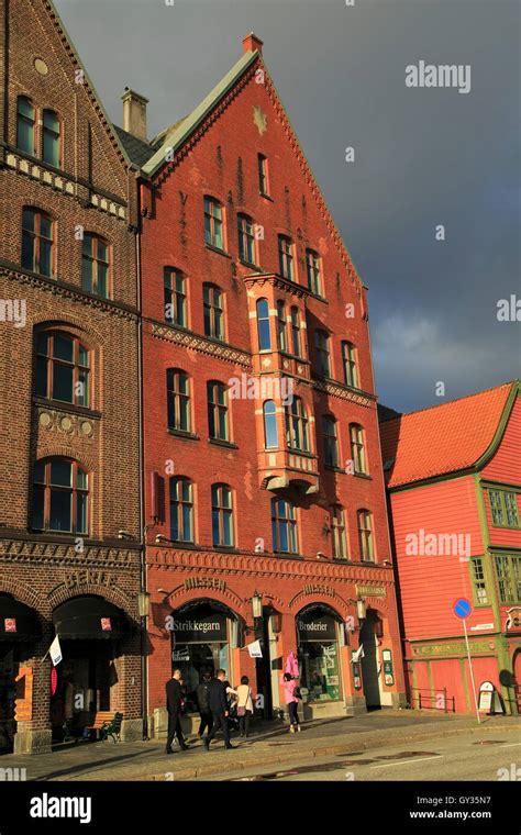 Historic Hanseatic League Buildings Bryggen Area Bergen Norway Unesco