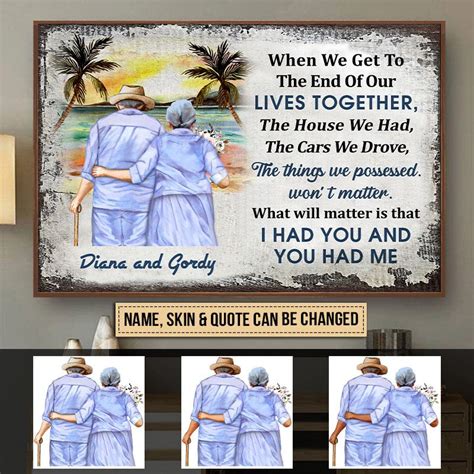 Personalized Beach Old Couple Customized Poster Poster Art Design