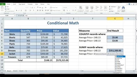 Countif And Sumif In Ms Excel Youtube