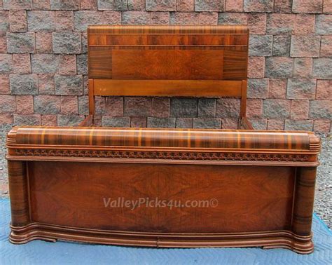Deep red bedroom walls, accented with pale violet fabric. SUPER Vintage 1930s Art Deco Waterfall Bedroom Full by ...