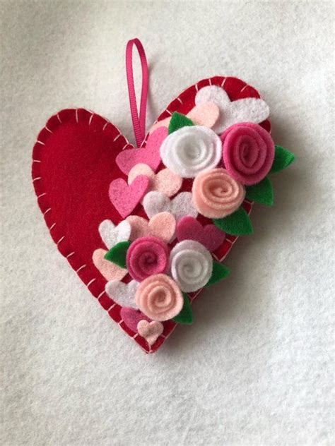 Heart Felt Ornament Valentines Day Ready To Ship Mantle Decor Home