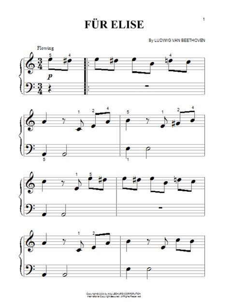 Fur Elise Sheet Music By Ludwig Van Beethoven Piano Big Notes 26513