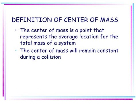 Hence for any system center of mass is the point where whole mass of the system can be supposed to be concentrated and motion of the system can be defined in terms. Ch 7 Momentum