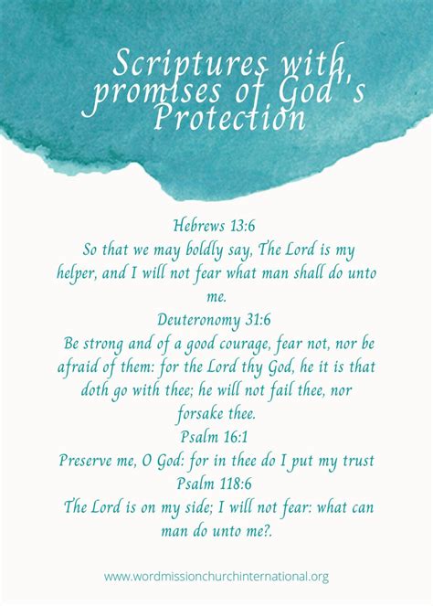 Scriptures On Gods Protection Card 5 Word Mission Church International