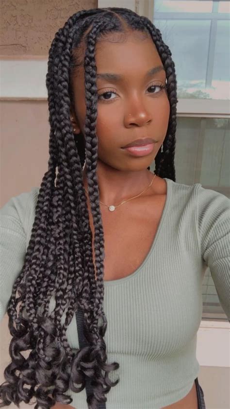 Knotless Braids With Curls At End In Hair Styles Braids With