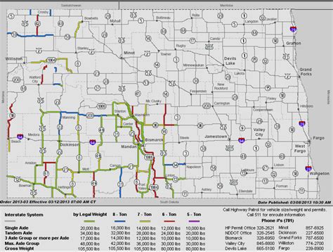 Sammons Trucking Current ND Route Weight Restrictions