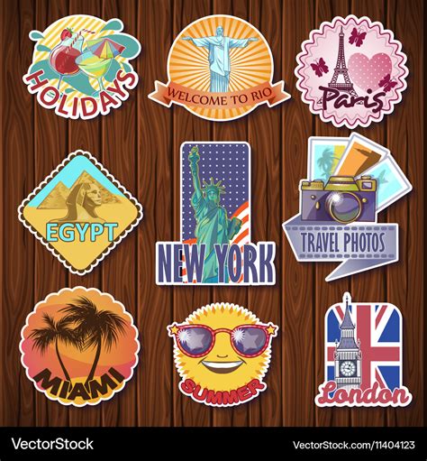 Travel Stickers Set Royalty Free Vector Image Vectorstock